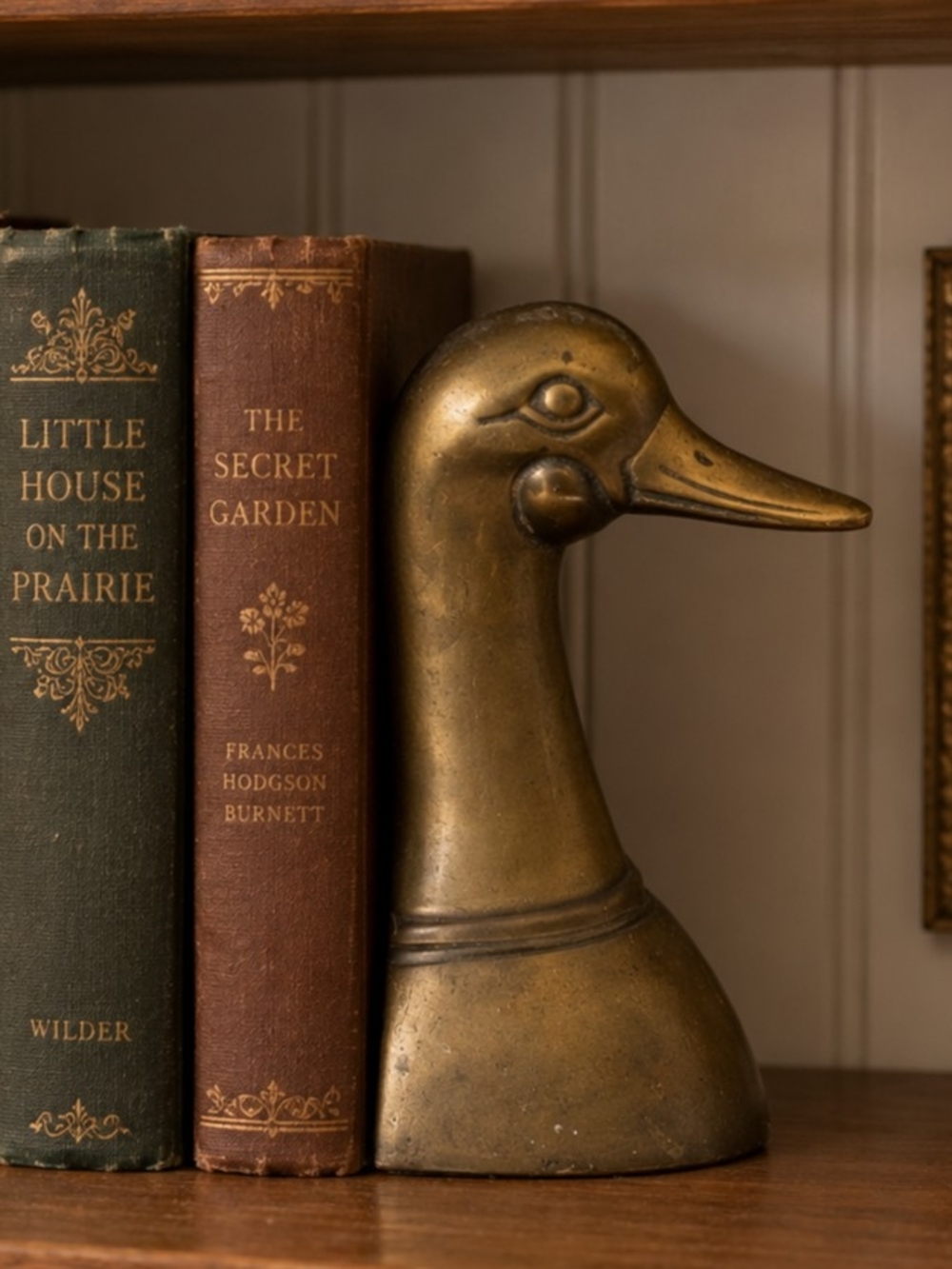 Vintage Solid Brass Duck Head Bookend Paperweight, Mid-Century Modern Mallard 6"